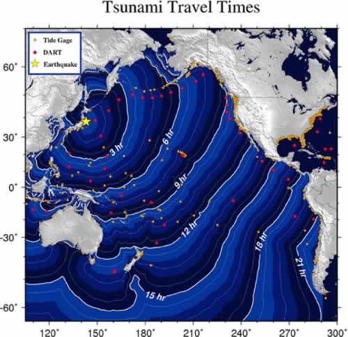 carte tsunami dans le pacifique